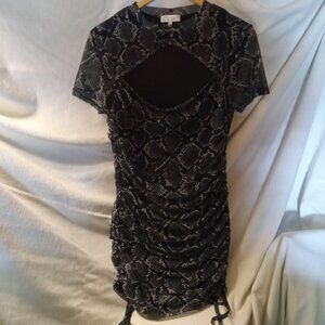Riley & James Cutout & Ruched Snakeprint Dress, Size L